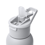 Thermofles van gerecycled roestvrij staal met rietje 500 ml kleur grijs detailweergave 1