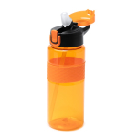 Sportfles van plastic met doseerdop en rietje 700ml kleur oranje detailweergave 1