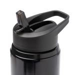 Lekvrije drinkfles van roestvrij staal met rietje 700ml kleur zwart detailweergave 2