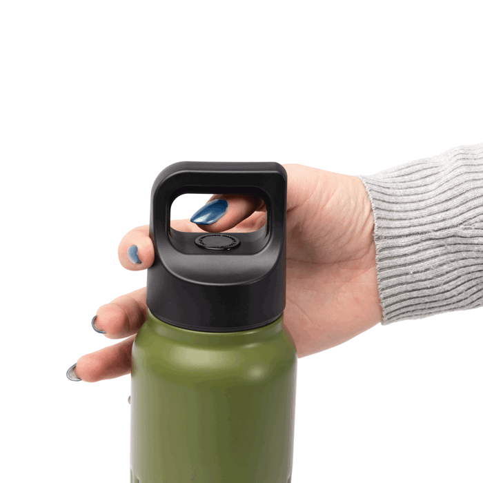 Fles van roestvrij staal met dop met drukknopopening 500ml kleur wit