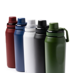 Drinkfles van roestvrij staal met dop en draaglus 600 ml kleur wit detailweergave 1