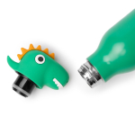 Thermosfles met kinderdesign en dop met dierenkop 450ml kleur groen detailweergave 2