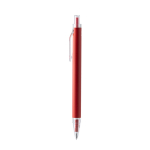 Matte pen van gerecycled aluminium met clip, blauwe inkt kleur rood tweede weergave