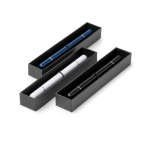 2-in-1 pen met metalen behuizing, potloodpunt én blauwe inkt kleur wit detailweergave 4