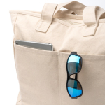 Tas van gerecycled katoen met rits en zakken 420 g/m2 kleur naturel detailweergave 1