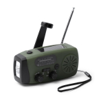 Multifunctionele noodradio met zaklamp en SOS-sirene 2000mAh kleur donkergroen eerste gebruiksweergave