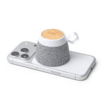 Draadloze speaker met bamboe en magnetische standaard 5W kleur lichtgrijs detailweergave 1