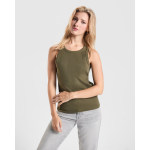 Dames tanktop in ribbreisel 270 g/m² Roly Direct Dribe kleur miliair groen detailweergave 1