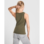Dames tanktop in ribbreisel 270 g/m² Roly Direct Dribe kleur miliair groen detailweergave 2