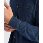 Denim katoenen stretch overhemd 210 g/m² Roly Direct Lujan kleur jeans blauw detailweergave 2