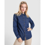 Dames spijkerblouse van katoen 210 g/m² Roly Direct Lujan kleur jeans blauw eerste gebruiksweergave