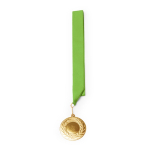 Metalen medaille met polyester lint en karabijnhaak kleur groen tweede weergave