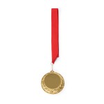 Metalen medaille met polyester lint en karabijnhaak Ø7 cm kleur rood tweede weergave