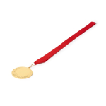 Metalen medaille met polyester lint en karabijnhaak Ø7 cm kleur rood eerste gebruiksweergave