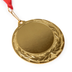 Metalen medaille met polyester lint en karabijnhaak Ø7 cm kleur rood detailweergave 1