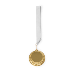 Metalen medaille met polyester lint en karabijnhaak Ø7 cm kleur wit tweede weergave