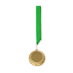 Metalen medaille met polyester lint en karabijnhaak Ø7 cm kleur groen tweede weergave