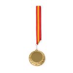 Metalen medaille met polyester lint en karabijnhaak Ø7 cm kleur donkerrood tweede weergave