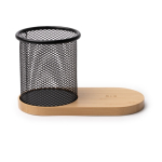 Multifunctionele pennenhouder met draadloos laden en bamboe kleur naturel tweede weergave