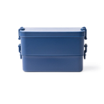 Plastic lunchbox met dubbel compartiment en bestek 2,3 L kleur marineblauw tweede weergave