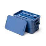 Plastic lunchbox met dubbel compartiment en bestek 2,3 L kleur marineblauw eerste gebruiksweergave