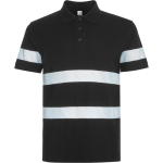 Unisex polo met korte mouwen en hoge zichtbaarheid 220 g/m2 kleur zwart eerste gebruiksweergave