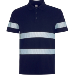 Unisex polo met korte mouwen en hoge zichtbaarheid 220 g/m2 kleur marineblauw eerste gebruiksweergave