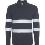 Unisex polo met lange mouwen met hoge zichtbaarheid 220 g/m² kleur zwart eerste gebruiksweergave