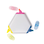 Driehoekige 3-in-1 markeerstift van kunststof kleur wit detailweergave 2