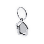 Draaiende metalen sleutelhanger in huisvorm met markeerzone kleur zilver detailweergave 1