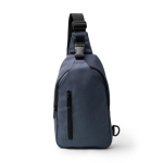 Crossbodytas van katoen met ritsen en verstelbare band kleur marineblauw tweede weergave