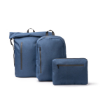 Waterafstotende rugzak van recycled plastic voor 15'' laptop kleur marineblauw detailweergave 4