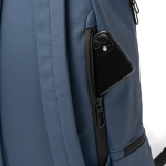 Rugzak van synthetisch leer met antidiefstalvak 9'' kleur marineblauw detailweergave 1