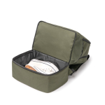 Ecologische sportrugzak met stevige schoenenvak en voorvak kleur donkergroen detailweergave 2