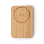 Magnetische draadloze bamboe powerbank met standaard 5.000 mAh kleur naturel tweede weergave