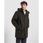 Unisex 3/4 parka met afneembare capuchon en rits Roly Direct Dome kleur zwart detailweergave 1