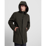 Unisex 3/4 parka met afneembare capuchon en rits Roly Direct Dome kleur zwart detailweergave 3