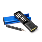 Ultraplatte aluminium multitool met zaklamp van 70 lumen kleur rood detailweergave 1