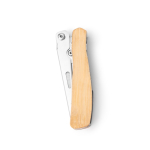 4-in-1 multitool met behuizing van bamboe en roestvrij staal kleur naturel tweede weergave