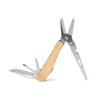4-in-1 multitool met behuizing van bamboe en roestvrij staal kleur naturel detailweergave 1