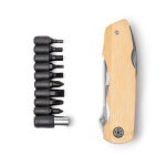5-in-1 multitool met bamboe behuizing en roestvrij staal kleur naturel tweede weergave
