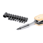 5-in-1 multitool met bamboe behuizing en roestvrij staal kleur naturel detailweergave 4