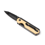 Compact multitool met metalen clip en bamboe behuizing kleur naturel detailweergave 1