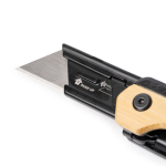 Compact multitool met metalen clip en bamboe behuizing kleur naturel detailweergave 3
