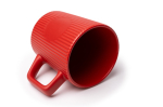 Keramische mok 320 ml met matte buitenkant en geribbeld design kleur rood detailweergave 1