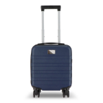 Compacte 14'' cabine-trolley met telefoonhouder in handvat kleur donkerblauw