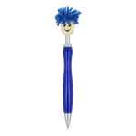 Klikpen met origineel draaiend pluizig design, blauwe inkt kleur blauw