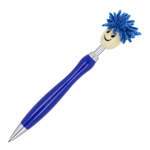 Klikpen met origineel draaiend pluizig design, blauwe inkt kleur blauw tweede weergave