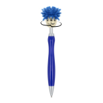 Klikpen met origineel draaiend pluizig design, blauwe inkt kleur blauw derde weergave