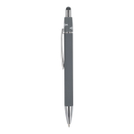 Draaibare aluminium pen met metalen clip, blauwe inkt kleur grijs